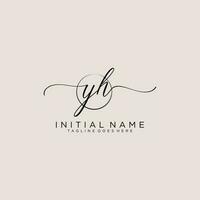 Initial YH feminine logo collections template. handwriting logo of initial signature, wedding, fashion, jewerly, boutique, floral and botanical with creative template for any company or business. vector