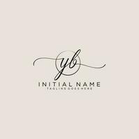 Initial YB feminine logo collections template. handwriting logo of initial signature, wedding, fashion, jewerly, boutique, floral and botanical with creative template for any company or business. vector