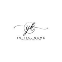 Initial YK feminine logo collections template. handwriting logo of initial signature, wedding, fashion, jewerly, boutique, floral and botanical with creative template for any company or business. vector