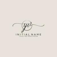 Initial YV feminine logo collections template. handwriting logo of initial signature, wedding, fashion, jewerly, boutique, floral and botanical with creative template for any company or business. vector