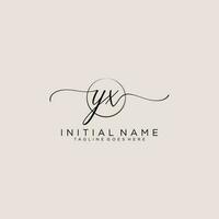 Initial YX feminine logo collections template. handwriting logo of initial signature, wedding, fashion, jewerly, boutique, floral and botanical with creative template for any company or business. vector