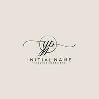 Initial YP feminine logo collections template. handwriting logo of initial signature, wedding, fashion, jewerly, boutique, floral and botanical with creative template for any company or business. vector