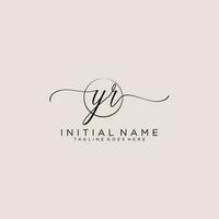 Initial YR feminine logo collections template. handwriting logo of initial signature, wedding, fashion, jewerly, boutique, floral and botanical with creative template for any company or business. vector