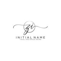 Initial ZI feminine logo collections template. handwriting logo of initial signature, wedding, fashion, jewerly, boutique, floral and botanical with creative template for any company or business. vector