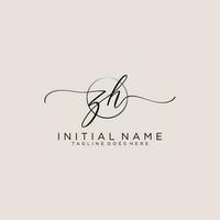 Initial ZH feminine logo collections template. handwriting logo of initial signature, wedding, fashion, jewerly, boutique, floral and botanical with creative template for any company or business. vector