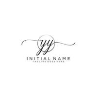 Initial YY feminine logo collections template. handwriting logo of initial signature, wedding, fashion, jewerly, boutique, floral and botanical with creative template for any company or business. vector