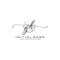 Initial ZK feminine logo collections template. handwriting logo of initial signature, wedding, fashion, jewerly, boutique, floral and botanical with creative template for any company or business. vector