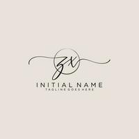 Initial ZX feminine logo collections template. handwriting logo of initial signature, wedding, fashion, jewerly, boutique, floral and botanical with creative template for any company or business. vector