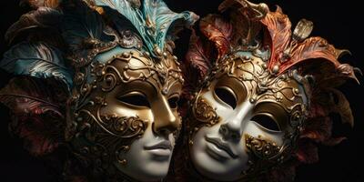 magnífico veneciano máscaras carnaval. generativo ai foto