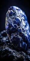 Photo of the mineral stone sodalite close-up, macro. Generative AI