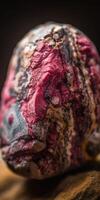 Photo of the mineral stone rhodolite close-up, macro. Generative AI