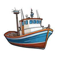 Fischers Boot im Karikatur Stil, Boot Aufkleber png