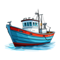 de pescador barco dentro desenho animado estilo, barco adesivo png