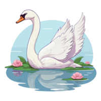 swan swimming in the lake png