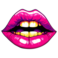 hermosa hembra labios en rosado lápiz labial mano bosquejo ilustración png