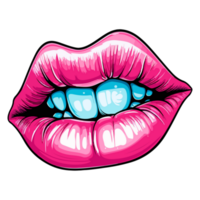 hermosa hembra labios en rosado lápiz labial mano bosquejo ilustración png