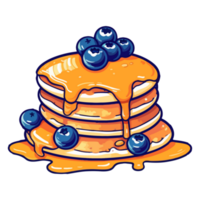 pancake con mirtillo guarnizione, delizioso pancake illustrazione, guarnito con fresco frutti di bosco e sciroppo. png