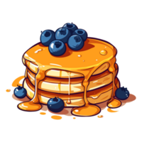 pancake con mirtillo guarnizione, delizioso pancake illustrazione, guarnito con fresco frutti di bosco e sciroppo. png