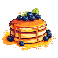 Pfannkuchen mit Blaubeere Belag, köstlich Pfannkuchen Illustration, garniert mit frisch Beeren und Sirup. png