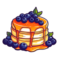 Pfannkuchen mit Blaubeere Belag, köstlich Pfannkuchen Illustration, garniert mit frisch Beeren und Sirup. png