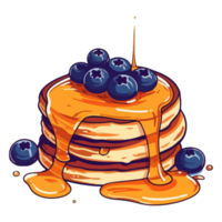 pancake con mirtillo guarnizione, delizioso pancake illustrazione, guarnito con fresco frutti di bosco e sciroppo. png