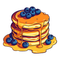 Pfannkuchen mit Blaubeere Belag, köstlich Pfannkuchen Illustration, garniert mit frisch Beeren und Sirup. png