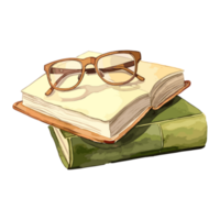 book with reading glasses, reading time png