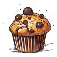 Delicious chocolate muffin on transparent background png