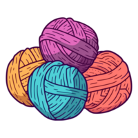 Yarn ball. Skein of yarn for knitting illustration, balls of Knitting wool sticker. png