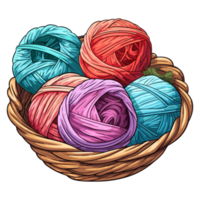 Yarn ball. Skein of yarn for knitting illustration, balls of Knitting wool sticker. png