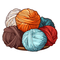 Yarn ball. Skein of yarn for knitting illustration, balls of Knitting wool sticker. png