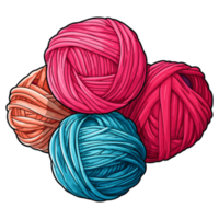 Yarn ball. Skein of yarn for knitting illustration, balls of Knitting wool sticker. png