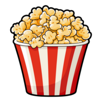 Popcorn Eimer. Kino Snack, Popcorn im ein rot gestreift Eimer Aufkleber Illustration png