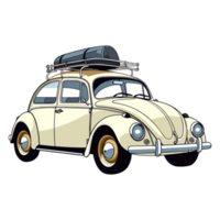 Beetle classic car with a roof rack illustration png