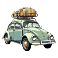 Beetle classic car with a roof rack illustration png