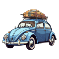 Beetle classic car with a roof rack illustration png