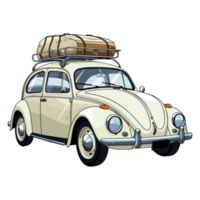 Beetle classic car with a roof rack illustration png