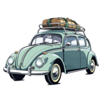 Beetle classic car with a roof rack illustration png