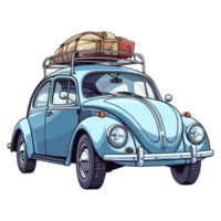 Beetle classic car with a roof rack illustration png