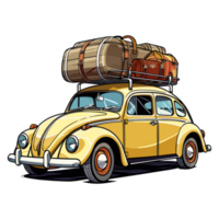 Beetle classic car with a roof rack illustration png