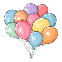 Cute balloons pastel colors illustration png