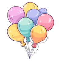 Cute balloons pastel colors illustration png