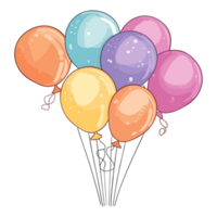 Cute balloons pastel colors illustration png