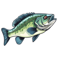 Bass fish illustration, freshwater sportfishing png