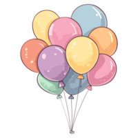 linda globos pastel colores ilustración png