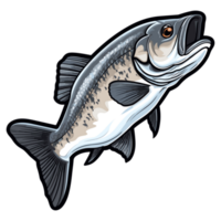 Bass fish illustration, freshwater sportfishing png