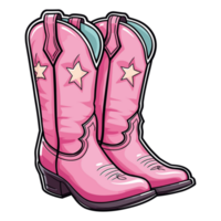 Pink cowboy cowgirl boots in western southwestern style, cowgirl illustration. png