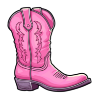 Pink cowboy cowgirl boots in western southwestern style, cowgirl illustration. png