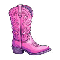 Pink cowboy cowgirl boots in western southwestern style, cowgirl illustration. png