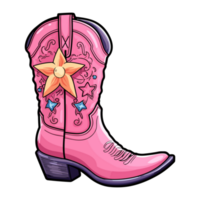 Pink cowboy cowgirl boots in western southwestern style, cowgirl illustration. png